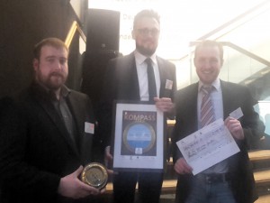 Hamburg, 7 April 2016: Martin Gehrke. Christian F. Janßen and Dennis Mierke during the award ceremony,